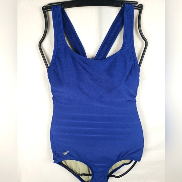 Speedo Blue One Piece Swimsuit w/CrissCross Back Sz 8 - Picture 1 of 10